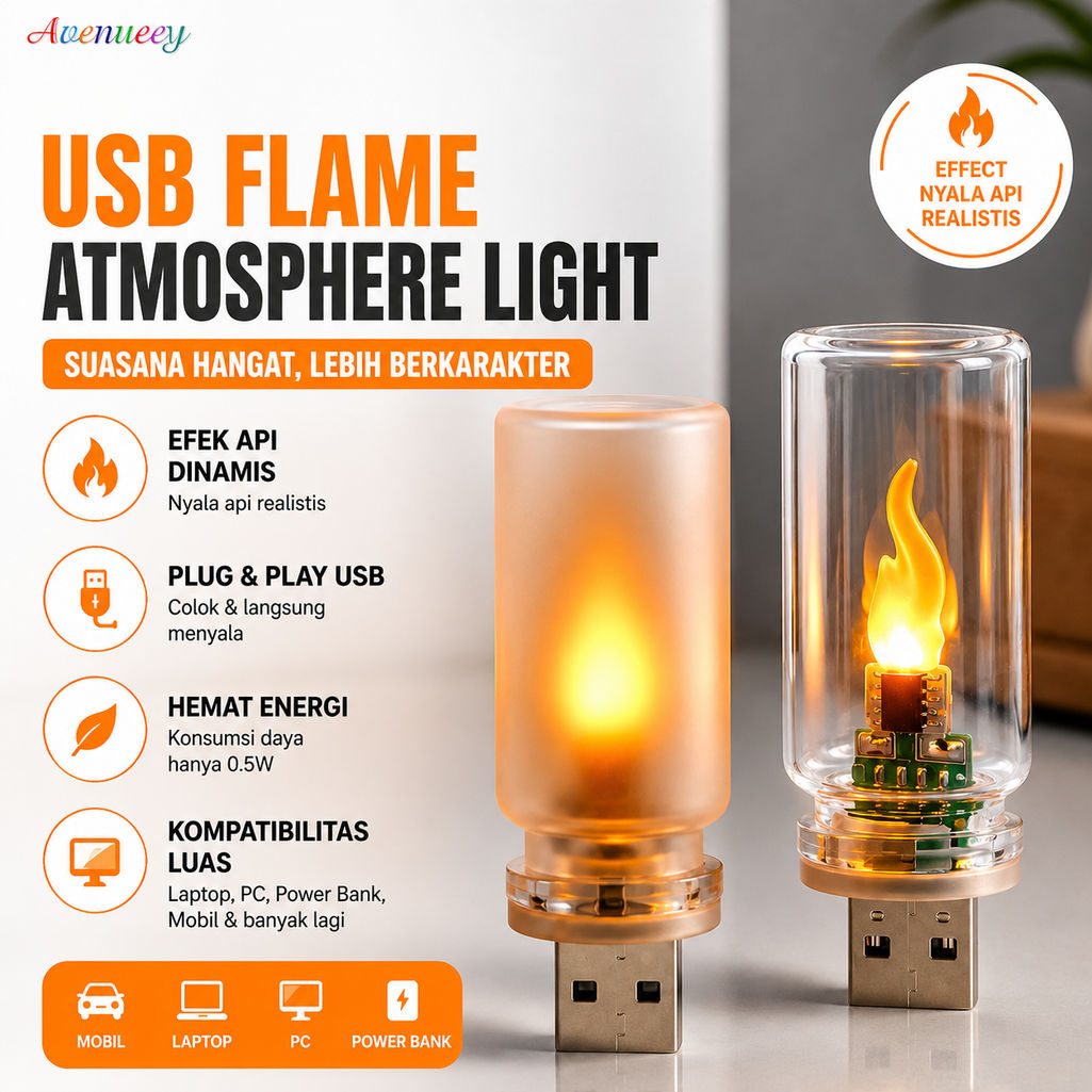 Lampu USB LED Flame Atmosphere