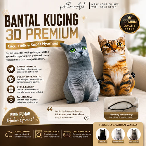Bantal Kucing 3D